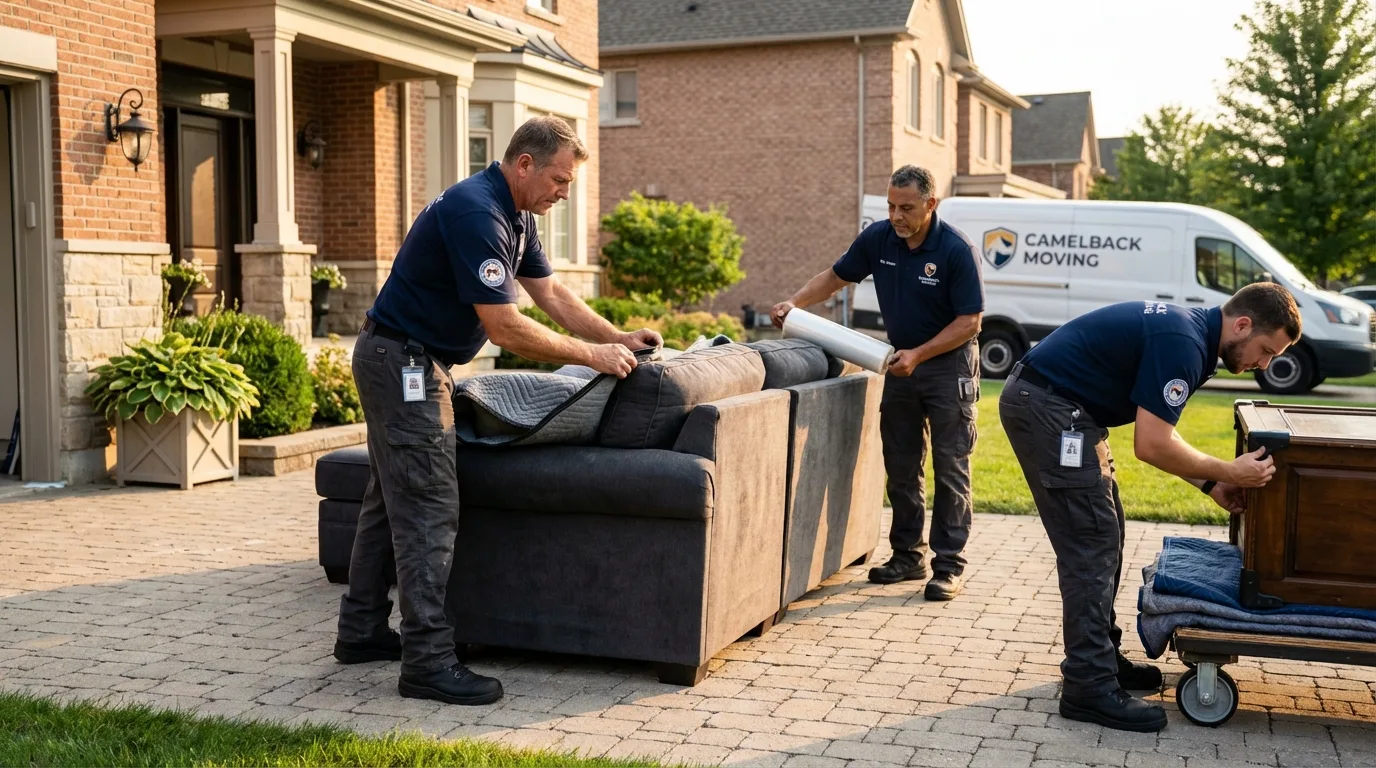 Large estate moving crew wrapping furniture in Dunn, NC